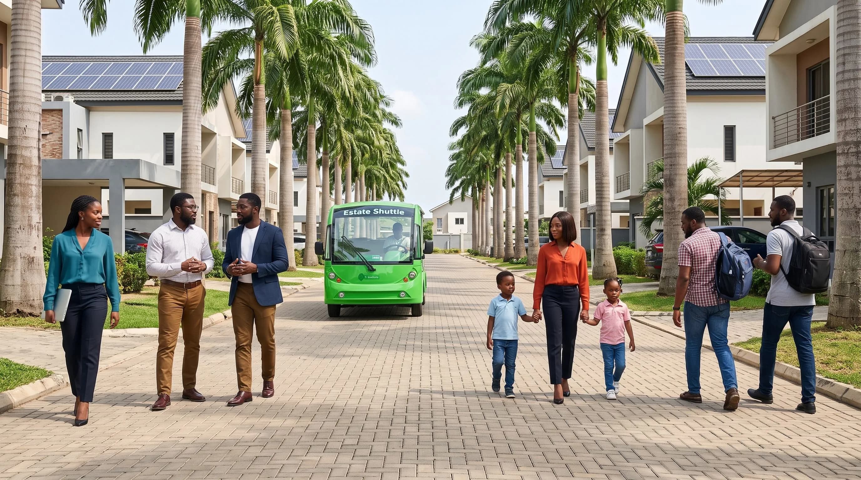 Walkable street with shuttle